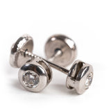Bezel Set Stud Earrings White Gold